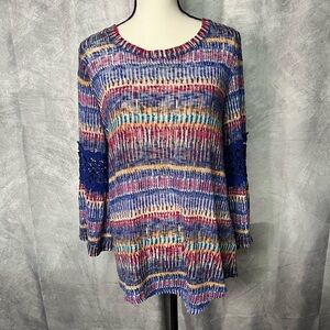 JohnPaulRichard Multicolor Bell Sleeve Handkerchief Asymmetric Hem Tunic Sweater